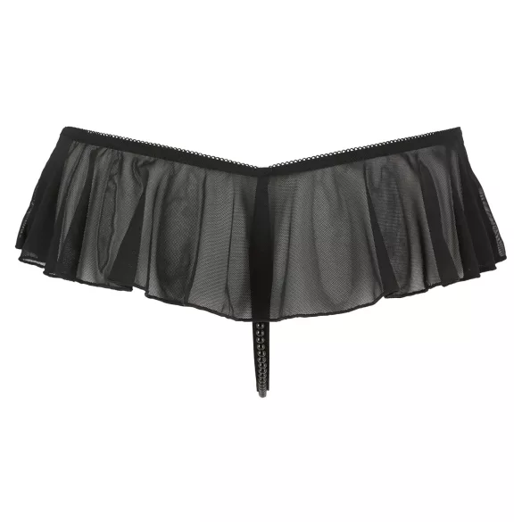 Cottelli - Open Pearl Ruffle Thong (Black) - L