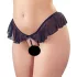 Cottelli - Open Pearl Ruffle Thong (Black) - XL