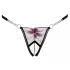 Cottelli - Luxury Embroidered Lily Thong (Black & White) - M/L