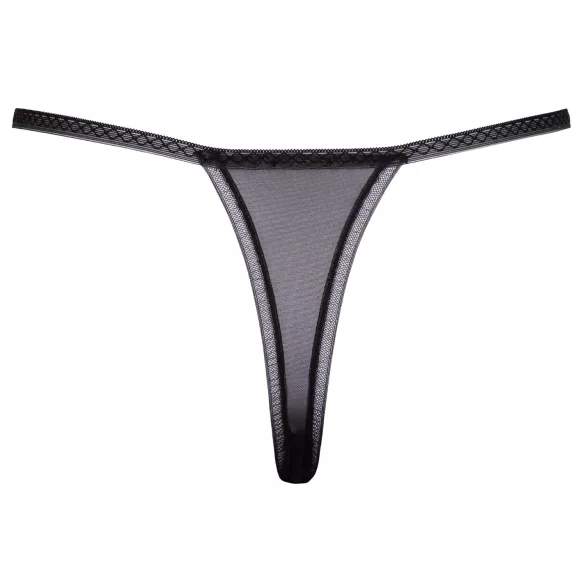 Cottelli - Luxury Embroidered Lily Thong (Black & White) - M/L