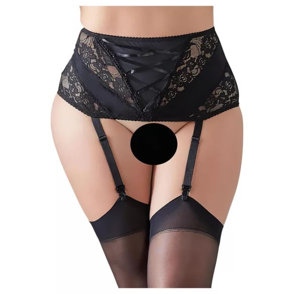 Cottelli Plus Size - Lace Corset Garter Belt (Black) - 4XL
