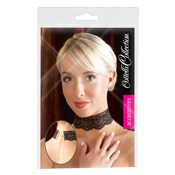 Cottelli - faux leather lace collar, BDSM costume accessory