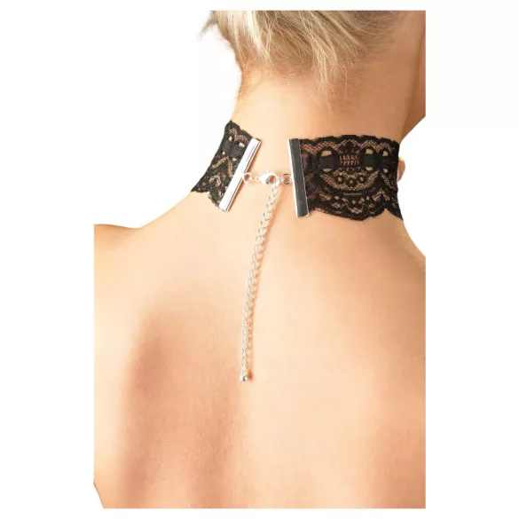 Cottelli - faux leather lace collar, BDSM costume accessory