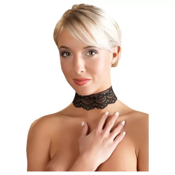 Cottelli - faux leather lace collar, BDSM costume accessory