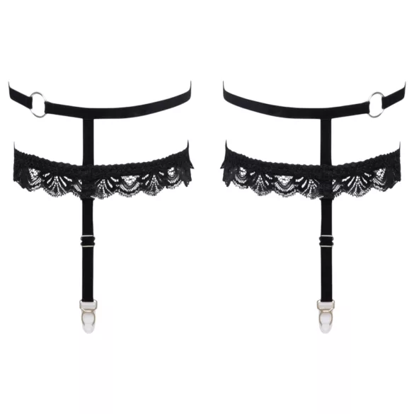 Cottelli - Decorative Black Lace Garter Belt - L/XL