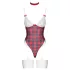 Cottelli - Red Plaid Bodysuit Set