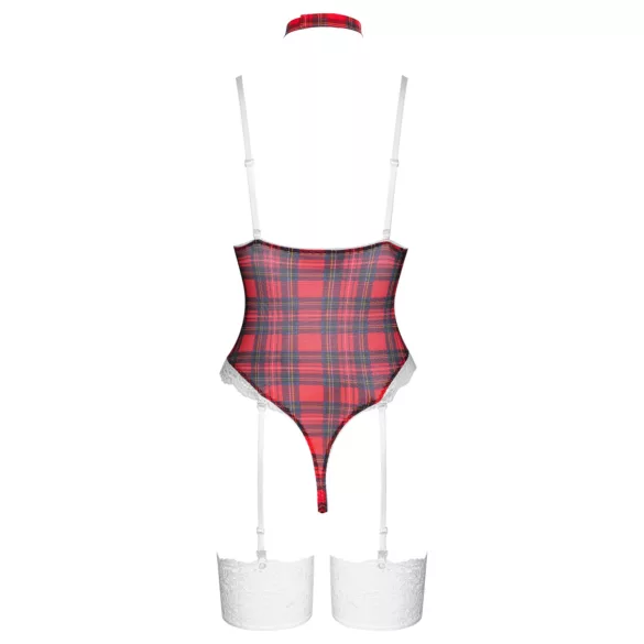 Cottelli - Red Plaid Bodysuit Set