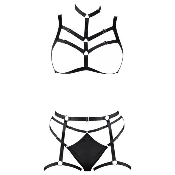 Cottelli - Black Decorative Lingerie Trio Harness (S-L)