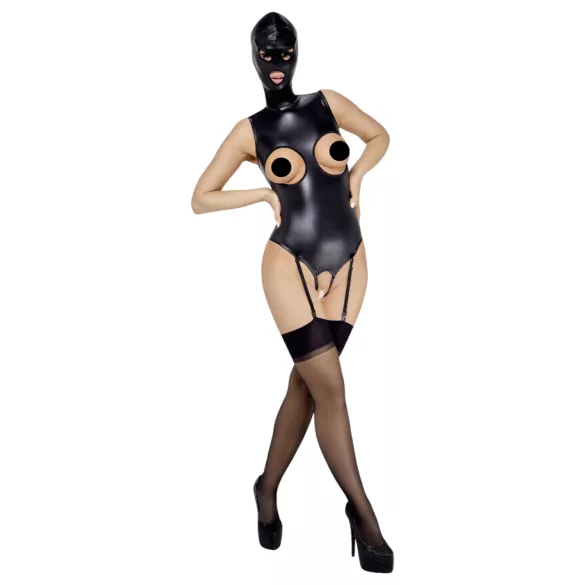 Bad Kitty - Open-Front Body Suit & Mask (Black)
