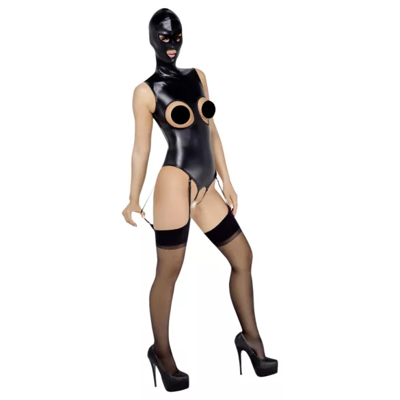 Bad Kitty - Open-Front Body Suit & Mask (Black) - L