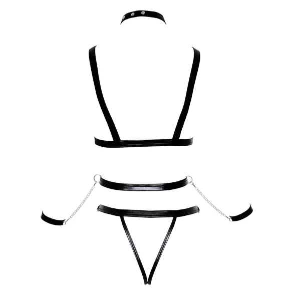 Bad Kitty - Studded Body Harness Set with Wrist Cuffs (Black)