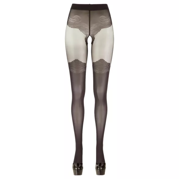 Cottelli - Patterned Open-Front Stockings (Black)
