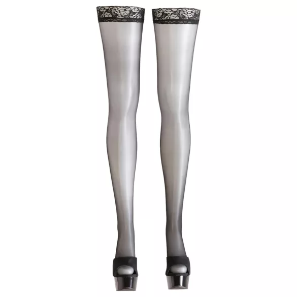 Cottelli - Black Thigh-Highs with Stripe - 4/L