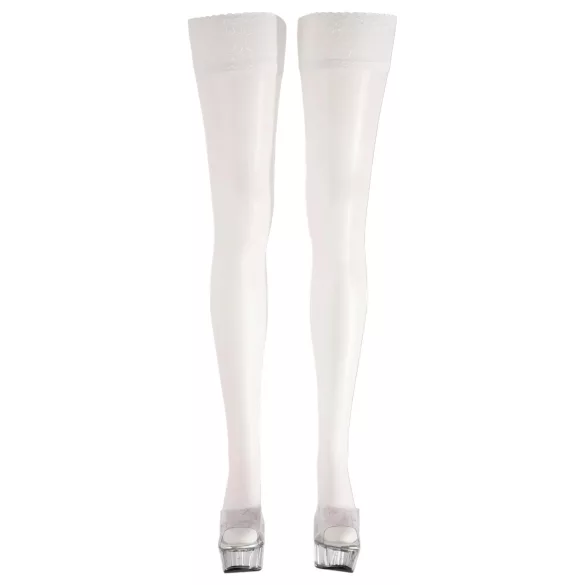 Cottelli - Satin Thigh-Highs (White) - 2/M