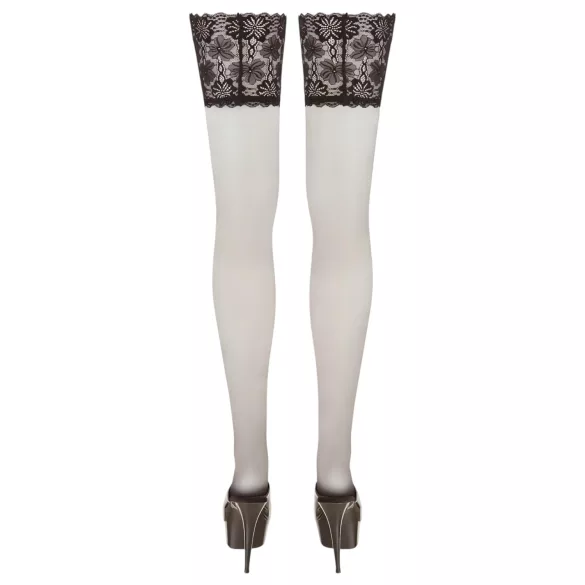 Cottelli - Black Thigh-Highs with 15cm Lace Trim - 4