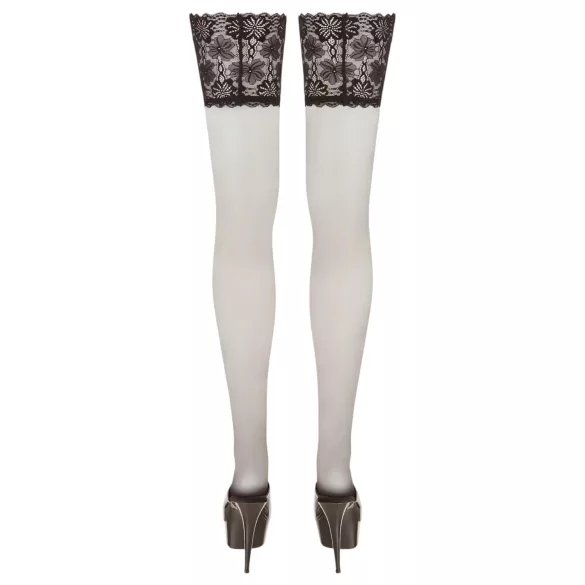 Cottelli Plus Size - Thigh High Stockings with 15cm Lace Trim (Black) - 8