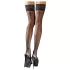 Cottelli - Black Thigh-Highs with Lily Pattern and Stripes - 5