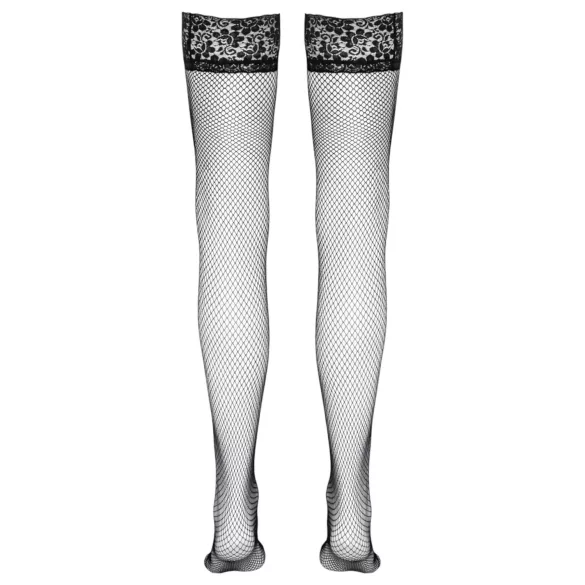 Cottelli - Black Fishnet Thigh-Highs with Wide Lace Trim - 3