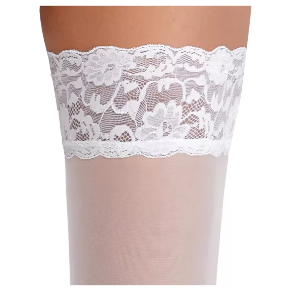 Cottelli - Lacy Floral Thigh-Highs (White) - 4/L