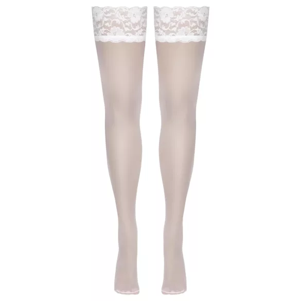 Cottelli - Lacy Floral Thigh-Highs (White) - 4/L