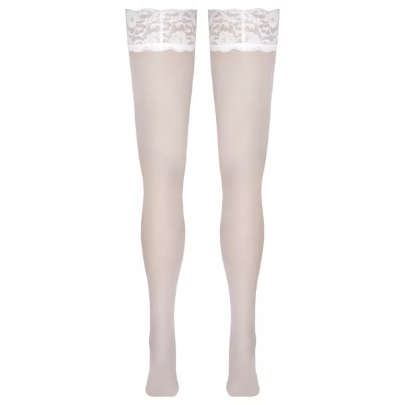 Cottelli - Lacy Floral Thigh-Highs (White) - 4/L
