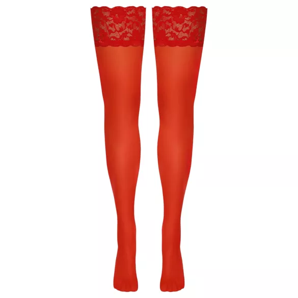 Cottelli - Lace Floral Thigh-Highs (Red) - 4/L