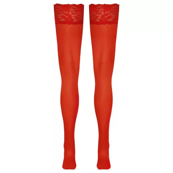 Cottelli - Lace Floral Thigh-Highs (Red) - 4/L