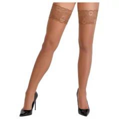 Cottelli - Lace & Floral Thigh-High Stockings (Nude) - 4/L