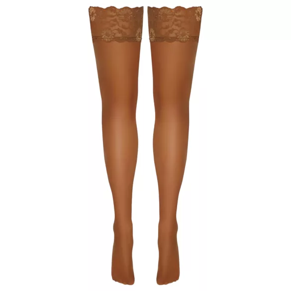 Cottelli - Lace & Floral Thigh-High Stockings (Nude) - 4/L