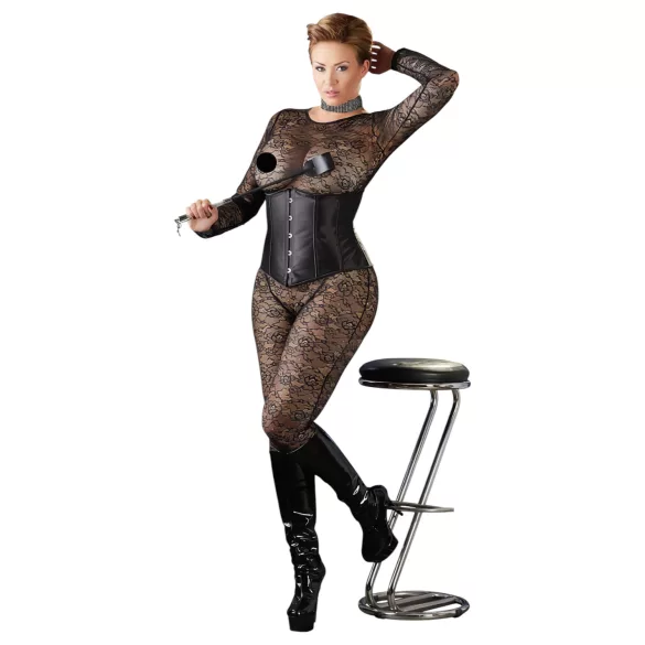 Cottelli Plus Size - Black Satin Waist Corset - 3XL