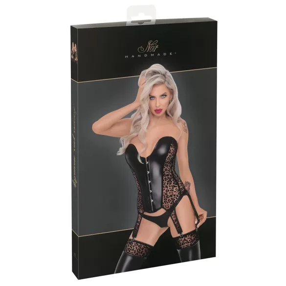 Noir - Black Leopard Print Garter Top - M