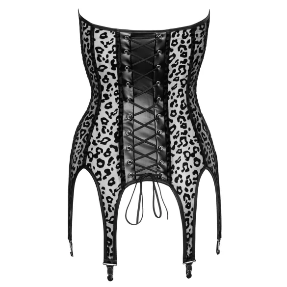 Noir - Black Leopard Print Garter Top - M