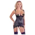 Abierta Fina - Shimmering Chain Top & Thong Set (Black) - 85B/L