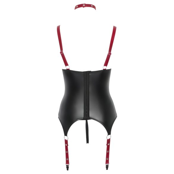 Cottelli Bondage - Shiny Lift-Up Top with Collar (Black) - XL