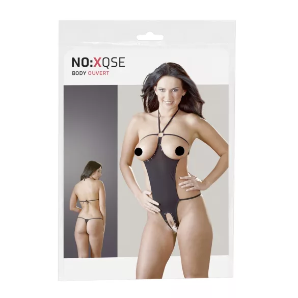 NO:XQSE - Open Rhinestone Bodysuit - Black (S-L)