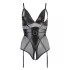Cottelli Bondage - Shiny Black Bodysuit with Cuffs