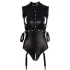 Cottelli Bondage - Shiny Sleeveless Bodysuit with Cuffs (Black)