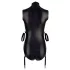 Cottelli Bondage - Shiny Sleeveless Bodysuit with Cuffs (Black) - M