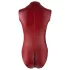 Cottelli Party - zip-up, sleeveless shiny bodysuit (red)