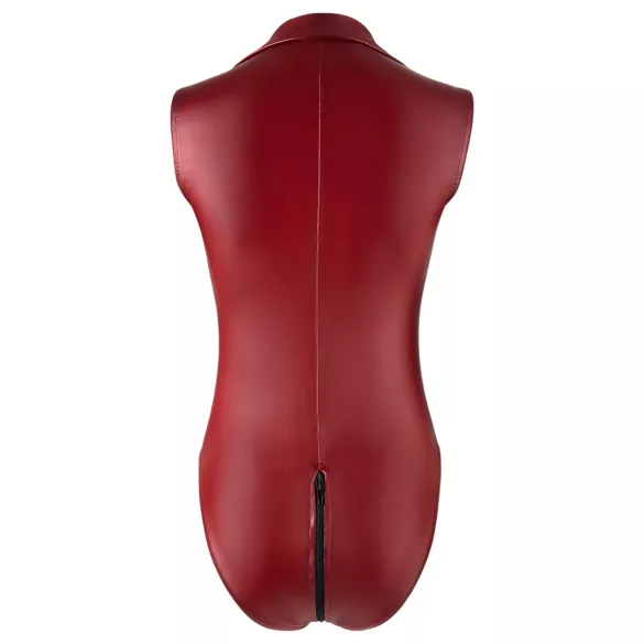 Cottelli Party - Zip-Up Sleeveless Shiny Bodysuit (Red) - XL