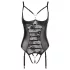 Abierta Fina - Sparkling Strap-Lace Open Bodysuit (Black) - 85B/L