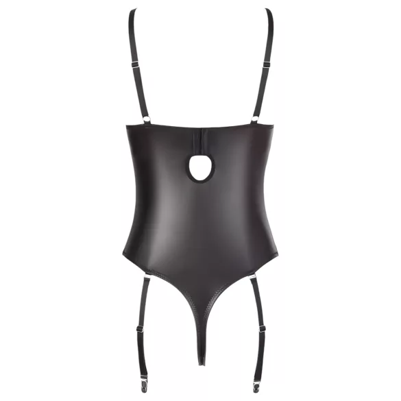Abierta Fina - Sparkling Strap-Lace Open Bodysuit (Black) - 85B/L