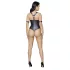 Cottelli Bondage - Shiny Black Open-Front Ringed Bodysuit - M