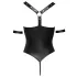 Cottelli Bondage - Shiny Black Open-Front Ringed Bodysuit - M