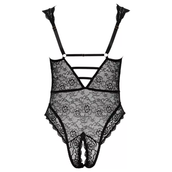 Cottelli Curves Plus Size - Sheer Patterned Bodysuit (Black)