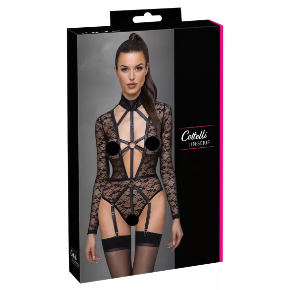 Cottelli - Sheer Strappy Bodysuit (Black)