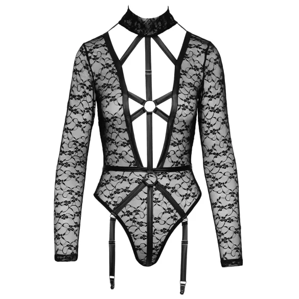 Cottelli - Sheer Strappy Bodysuit (Black) - M