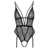 Cottelli - Open Strappy Bodysuit with Garter (Black) - L
