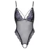 Cottelli - Embroidered Lace Bodysuit, Black & Purple (Open Design) - L