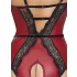 Abierta Fina - Open Bodysuit with Garter (Black-Red) - M
